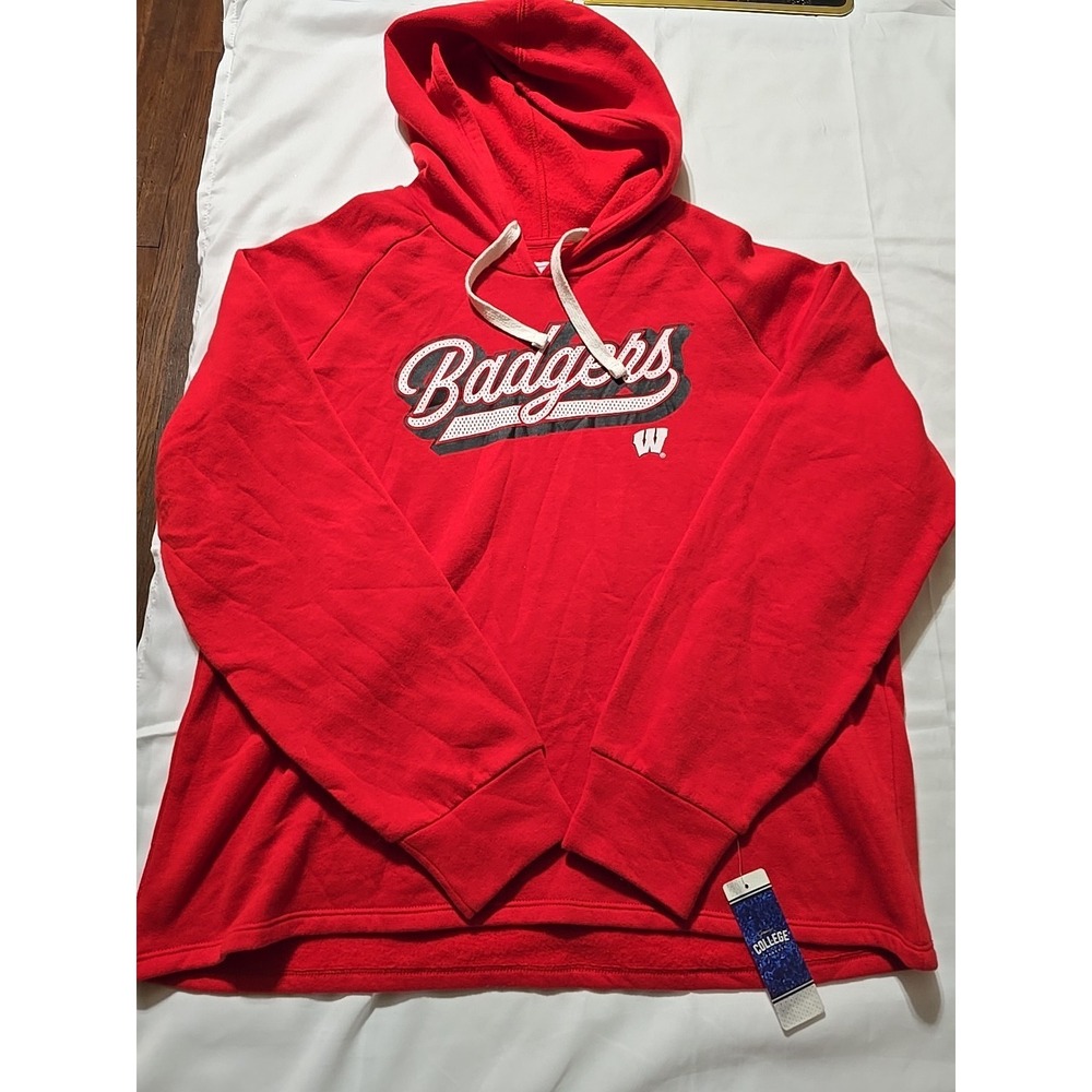 NWT Men's Fanatics Wisconsin Badgers College Red & White ‎ Sweatshirt Hoodie 2XL